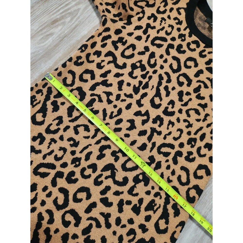 J.Crew Wool Blend Leopard Print Sweater Dress Womens S Long Sleeve Tan Black EUC - Picture 6 of 9